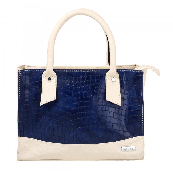 Beau Design Stylish Cobra Print Blue & Cream Imported PU Leather Handbag For Women's/Ladies/Girls